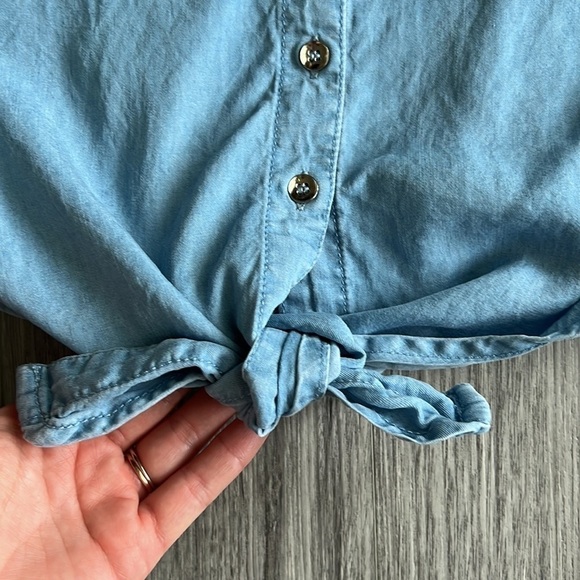 Jeans Button Up Tank Top Knot Front Size M - Picture 2 of 7